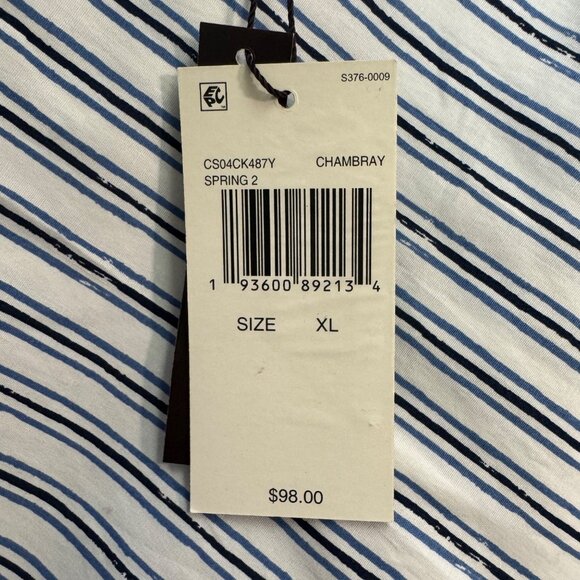 Michael Kors Mens Slim Fit XL Blue & White Striped Button-Down Shirt - Picture 7 of 9